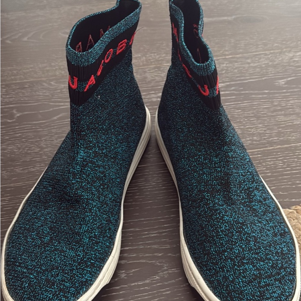 Marc Jacobs Teal and Black Knit High-Top Sneakers